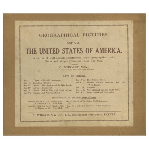 Geographical Pictures of the USA – Set VII by A. Wheaton & Co., ca. 1929