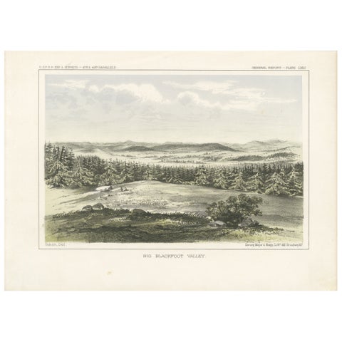 Expansive View of Big Blackfoot Valley – American Frontier Lithograph, 1856