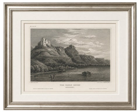 Eagle Rocks Mississippi River, Antique Steel Engraving c.1850