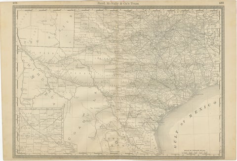 Texas Antique Map 1888 – Railroads, Counties & Frontier Settlements