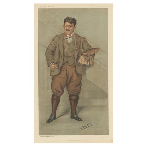 Chromolithograph Vanity Fair Caricature Print Fairford Abbey, 1898