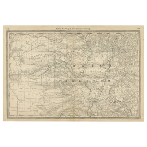 Indian Territory Map 1888 – Rand McNally Antique Lithograph