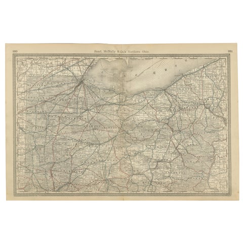 Antique Map of Northern Ohio – The Buckeye State with Railroads & Counties, 1888