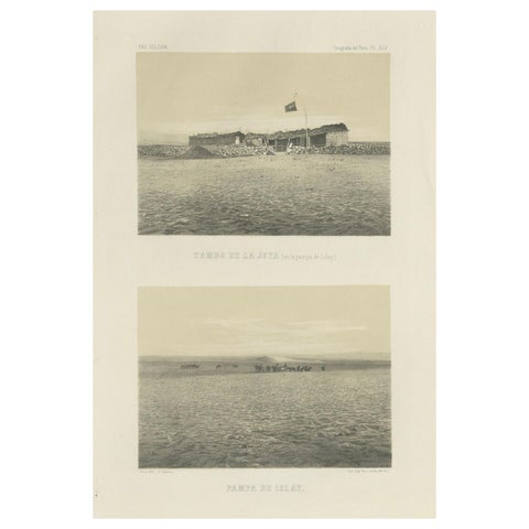 Antique lithograph views of Tambo de la Joya and Pampa de Islay, Peru – 1865