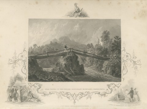 Head Waters of the Juniata, Pennsylvania, Penn's Treaty Vignette, circa 1850