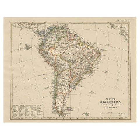 Historic 1858 Map of South America – Pre-Border Consolidation