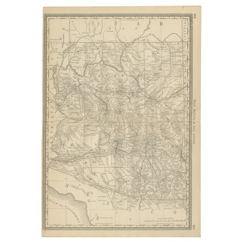 Rare 1888 Map of Arizona – Railroads, Mines & Early Frontier Settlements