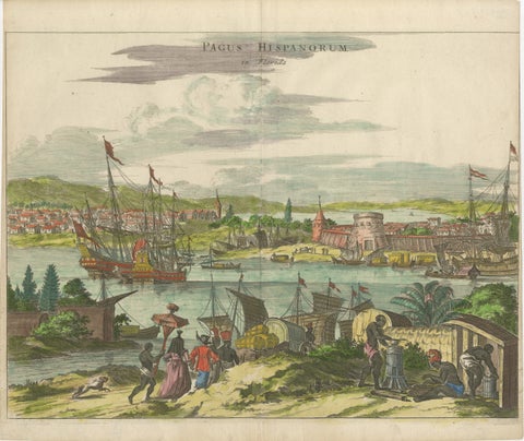 Rare 17th Century View of St. Augustine Florida, Hand-Colored, 1671