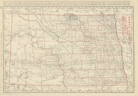 Antique Map of North Dakota, with Fort Berthold Reservation, Rand McNally, 1899