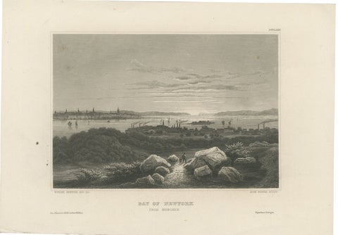 Bay of New York from Hoboken – Antique New York Harbor Engraving, c.1850