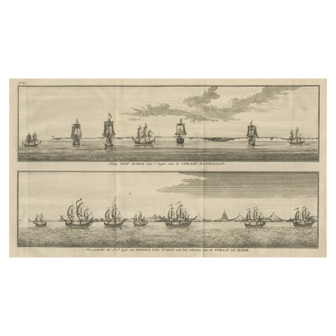 Old Views of Cabo Santa Maria & Tierra del Fuego, Chile, 1749