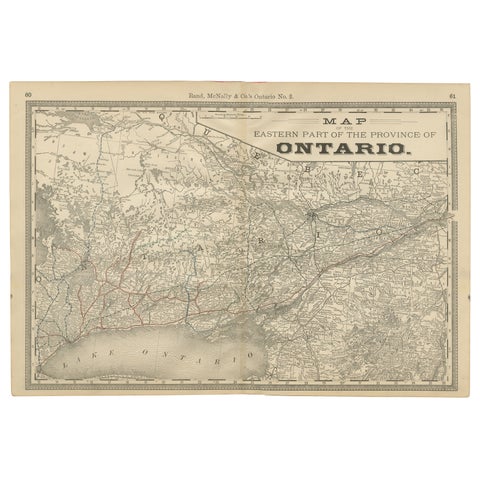 Eastern Ontario Antique Map c.1888 – The Heartland Province, Railroads