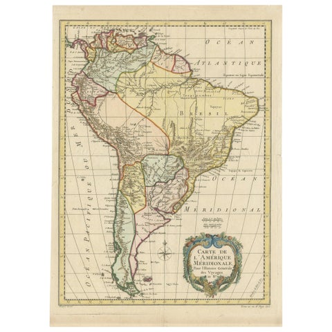 Antique Map of South America by De la Harpe '1780'