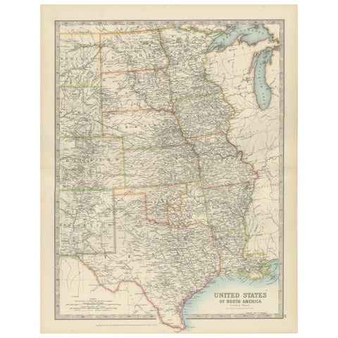 Map of United States Central Sheet 1903 – Railroads, States, and Topography