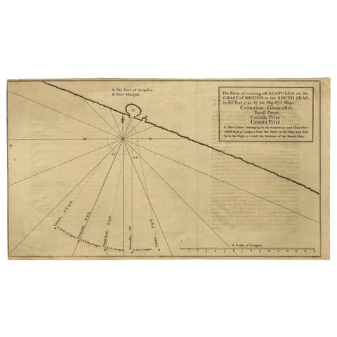 Navigational Chart of Mexico's Coast, with Acapulco and Port Marquis, 1748