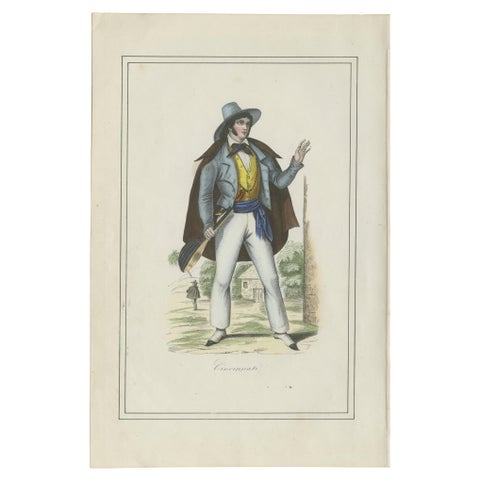 Cincinnati Costume Print – Antique Hand-Colored Lithograph, 1854