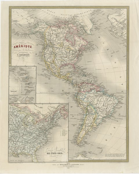 French Map of the Americas by Cortambert – North & South America 1864