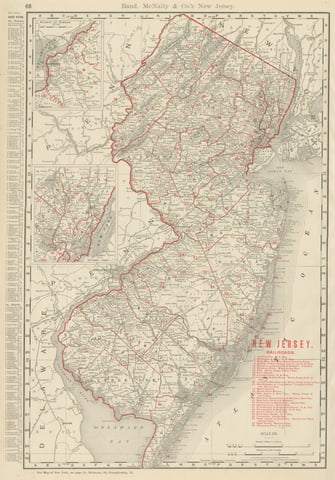 Antique Map of New Jersey, The Garden State, Rand McNally, 1899