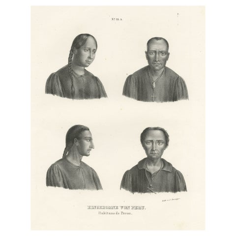 Original Antique Print of Peruvians, Natives of Peru