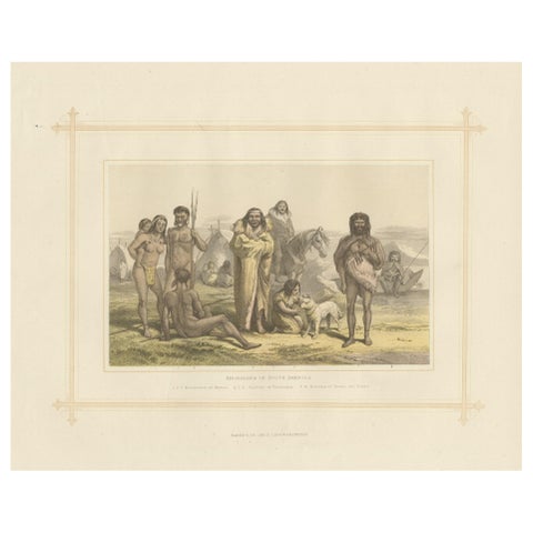 Antique Lithograph of the Aborigines of South America, 1882