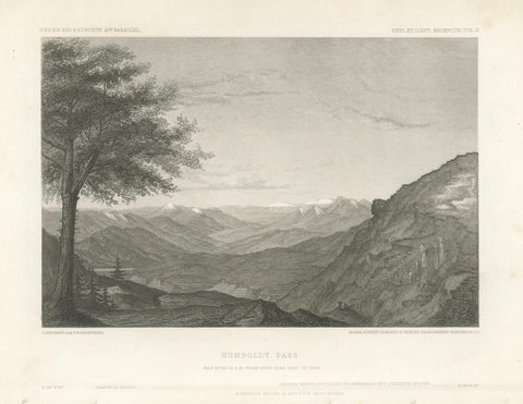 Humboldt Pass, Great Basin Nevada – Beckwith Survey Engraving, c.1855