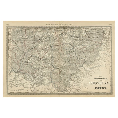 Antique Map of Southern Ohio – The Buckeye State - Railroads & Townships, 1888