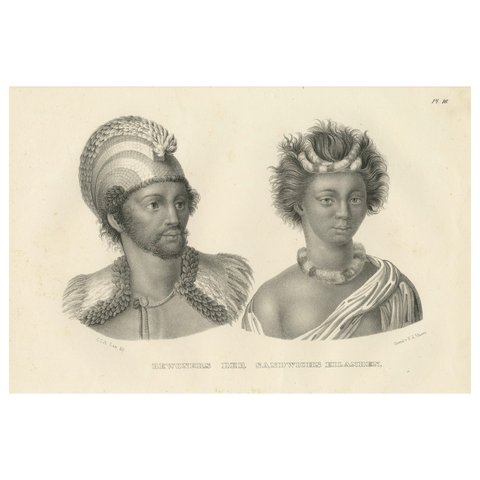 Inhabitants of the Sandwich Islands (Hawaii) by Brodtman, 1835