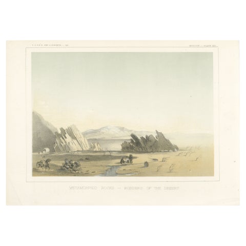Tinted Litho of Metamorphic Rocks at the Border of the Colorado Desert, 1856