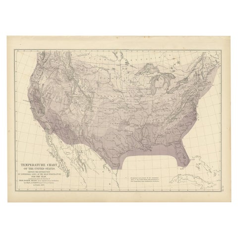 Pl. 7 Antique Temperature Chart of the United States by Walker, 1874