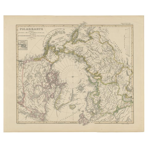 Arctic Polar Map – Greenland, North Pole & Russian Empire Regions, 1857