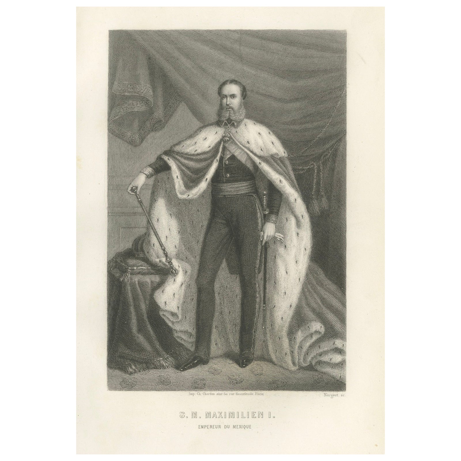 Emperor Maximilian I of Mexico – Antique Imperial Portrait Engraving, 1867