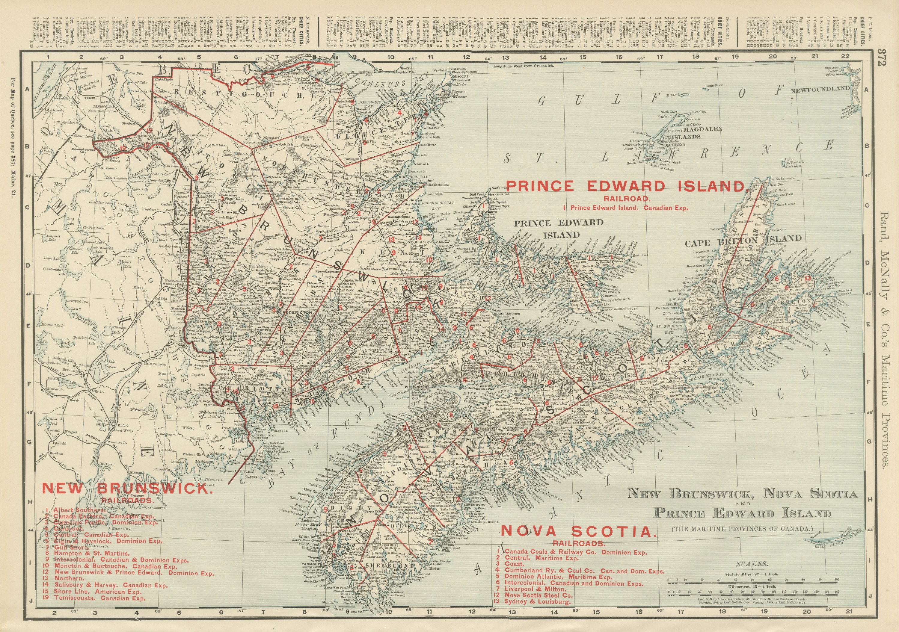 Antique Maritimes Map, New Brunswick, Nova Scotia and Prince Edward Island, 1899