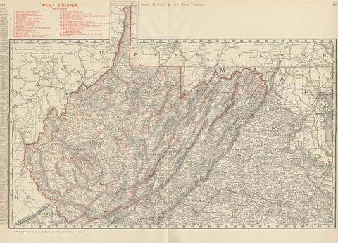 Antique Map of West Virginia, The Mountain State, Rand McNally, 1899