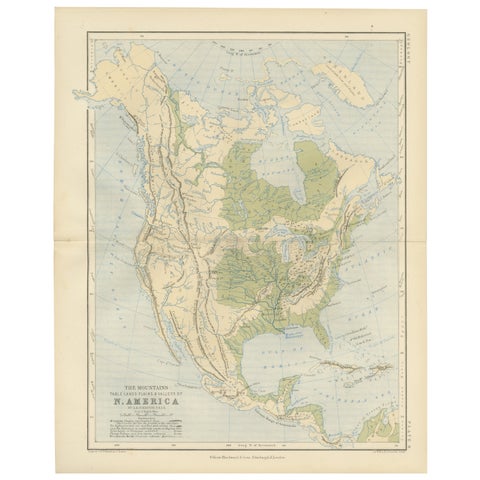 Geological Map of North America by A.K. Johnston – Mountains and Valleys 1852