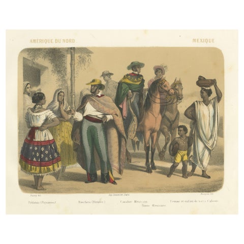 Mexican Street Scene – Ranchero, Cavalier, and Poblana Women, c.1845