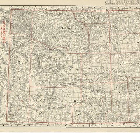 Antique Map of Wyoming, The Cowboy State, Rand McNally, 1899