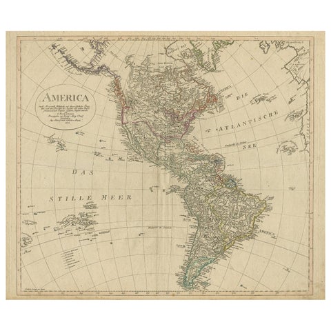 Antique Map of North and South America by Schneider and Weigel, 1818