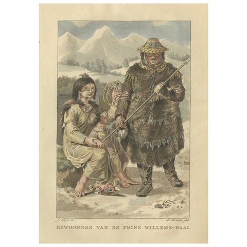 Inhabitants of Prince William’s Bay, Alaska – Antique Ethnographic Print, 1805