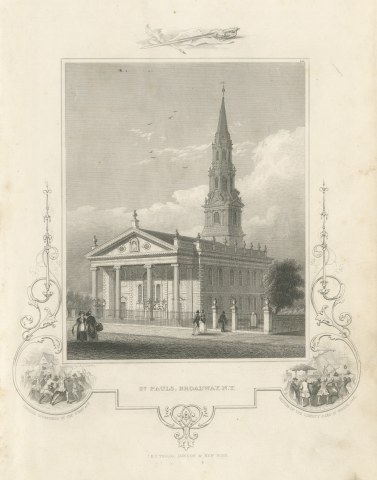 St. Paul's Chapel, Broadway, New York, Drawn by A. J. Davis, circa 1850