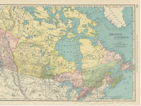 Antique Map of British America, with Hudson Bay, Rand McNally, 1899