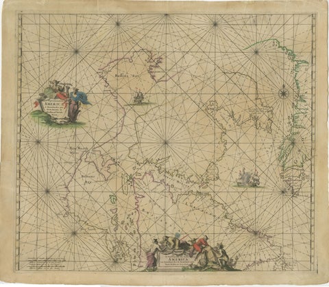 1690 Frederick de Wit Sea Chart of Hudson Bay, Baffin Bay and Greenland