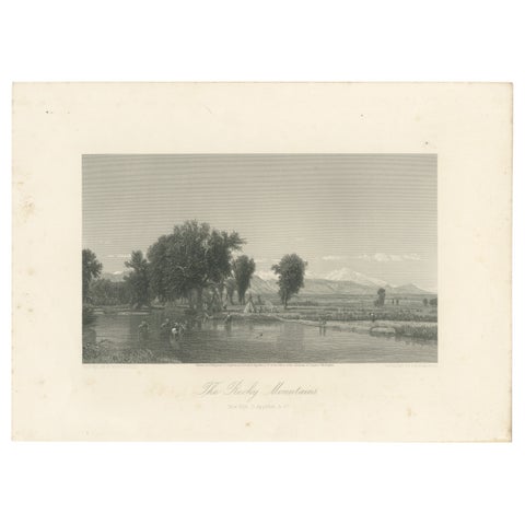 The Rocky Mountains, Western Frontier Landscape – Antique Engraving, ca.1873