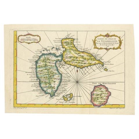 1758 Bellin Map of Guadeloupe and Marie-Galante – Caribbean Islands