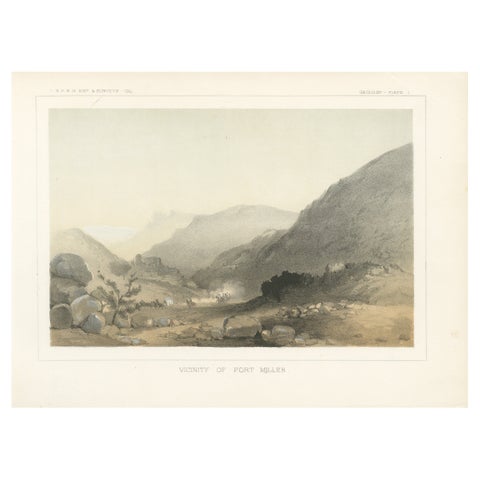 1856 Tinted Litho of the Vicinity of Fort Miller, Southeast of Fresno California