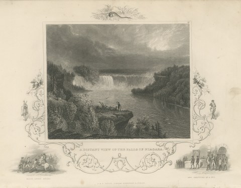 A Distant View of Niagara Falls, Major Andre Seized and Executed, circa 1850