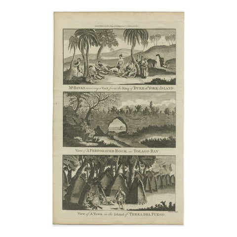 18th Century Engravings of Exploration: Banks, Tolago Bay, Terra del Fuego, 1790