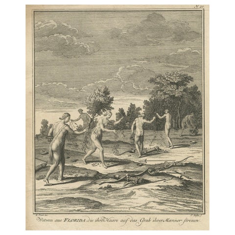 Native American Widows from Florida Scattering Hair on Husbands' Graves, 1758