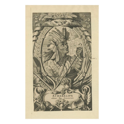 Atahualpa – Last Inca Emperor of Peru – Baroque Engraving c.1700