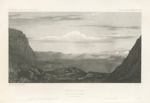 Antique Utah Landscape Print, Round Prairie & Timpanogos Valley, 1861