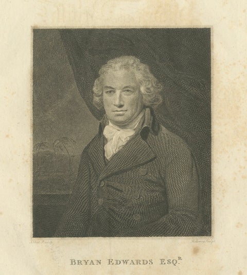 Antique Portrait of Bryan Edwards with Title Leaf, British West Indies, 1818